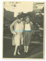 snap shot * mothers day 1929 * mother and son front yard cars in back gr... - $7.95