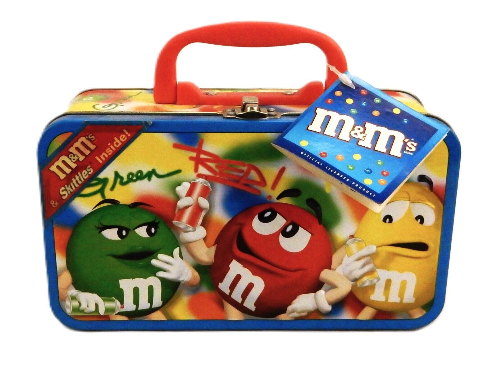 M&amp;Ms Metal Lunch Box, Spray Paint Party, Includes Crispy Character, Vint... - $14.65