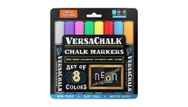 VersaChalk Neon Liquid Chalk Markers, Set of 8 - 5mm Tip - £12.82 GBP