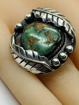 Old pawn Navajo green turquoise ring size 9 - £101.49 GBP