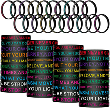 100 Pieces Motivational Quote Silicone Wristbands Colored Inspirational Rubber B - £23.90 GBP