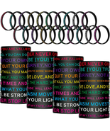 100 Pieces Motivational Quote Silicone Wristbands Colored Inspirational ... - £23.63 GBP