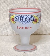Vintage Hand Painted Nordic Skol Sweden Frosted Satin Glass Chalice Goblet - $34.65