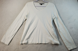 Boden T Shirt Womens Size 16 White Knit 100% Cotton Long Casual Sleeves V Neck - £13.75 GBP