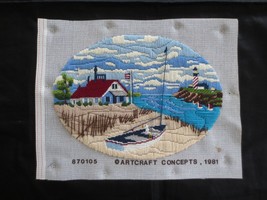 1981 Artcraft Concepts Touch Of Summer &amp; Winter Crewel LONGSTITCH--9&quot; X 12&quot; Oval - £15.72 GBP