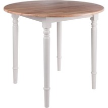 Winsome Sorella 36&quot; Round Drop Leaf Solid Wood Dining Table in Natural/White - £224.60 GBP