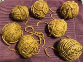 Vintage Lot Of 7 Vintage Wool Yarn Balls Golden Gray Black - £16.09 GBP
