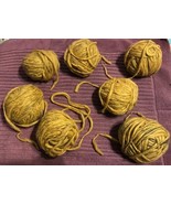 VINTAGE LOT OF 7 VINTAGE WOOL YARN BALLS GOLDEN GRAY BLACK - $28.14 CAD