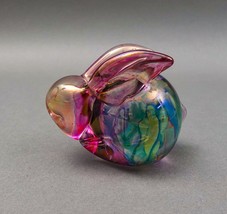 Fenton Vintage Hand Painted Satin Reuven Art Glass Bunny Rabbit Figurine - £143.54 GBP