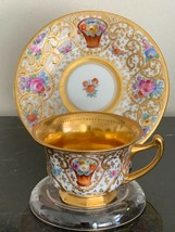 Antique Ambrosius Lamm Dresden Porcelain Gold Gilt &amp; Floral Decorated Demitasse - £946.69 GBP