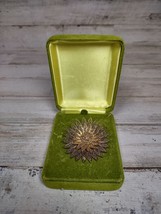 Vintage GV Portugal Goldtone Sterling Filigree Flower Brooch in Green Ve... - £30.59 GBP