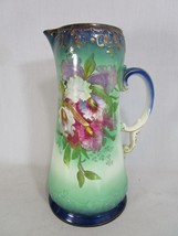 Antique Limoges Hand Painted Gold Encrusted Pitcher Tankard Large 12.5&quot; - £117.51 GBP