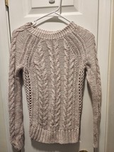 Women&#39;s GAP Long Sleeve Heather Pink Cable Mock Sweater Size XS - £23.62 GBP
