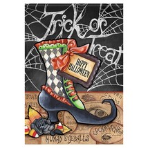 Halloween Boot Garden Flag - 2 Sided Message, 12&quot; x 18&quot; - £19.71 GBP