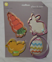 Wilton 4-Pce Cookie Cutter Set Metal Spring Foodcrafting Bunny Chick Egg Carrot - $16.79