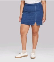 Women&#39;s Notch Front Seamed Denim Mini Skirt Wild Fable Size 12 New With Tags - £10.19 GBP