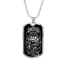 America Runs On Diesel Dog Tag Stainless Steel or 18k Gold W 24 Chian - $47.45+