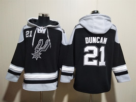 Tim Duncan #21 San Antonio Spurs Black Lace-Up Pullover Hoodie - $63.20