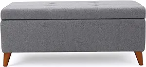 Christopher Knight Home Harper Fabric Storage Ottoman, Grey Dimensions: ... - $242.99