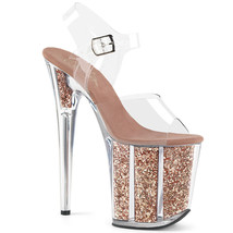 PLEASERFLAMINGO-808G Sexy Clear Rose Gold 8&quot; Heel Platform Ankle Strap S... - £57.95 GBP