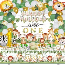 Wild One Party Decorations, 150 Pcs Jungle Animal Party Supplies Decor For Boy G - £33.62 GBP