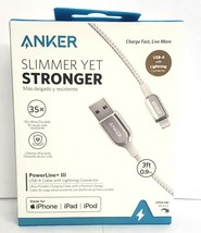 ANKER Powerline III USB to Lightning Cable(3 ft) - Silver - £15.45 GBP