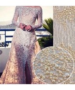 5yds - Embroidered Heavy Beads Lace for Bridal, Evening Wear, Special Occasion - £119.87 GBP