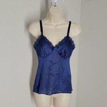 Lorraine Slip Shirt Top ~ Sz 32 ~ Blue ~ Sleeveless ~ Lace Trim  - £17.97 GBP