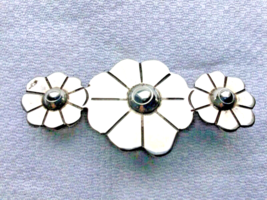 MEXICAN Silver Pin Handmade Floral Pattern Graduated - £25.58 GBP