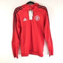 Adidas Manchester United Hooded Quarter Zip Sweatshirt Red S - $48.25