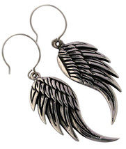 Custom Rockabilly Angel Wings Fine Sterling Silver Earrings Hooks Femme Metale - £106.19 GBP