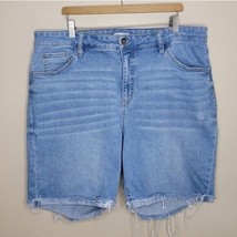 Ava &amp; Viv | Frayed Hem Cuffed Denim Shorts, plus size 22W - £11.35 GBP