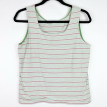 Pink and Green Striped Tank Top Shirt Size Medium M Womens - £5.41 GBP