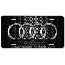 Audi Rings Inspired Art on Black Mesh FLAT Aluminum Novelty License Tag Plate - £14.38 GBP