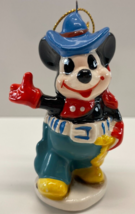 Vintage Mickey Cowboy Mouse Porcelain Christmas 3 in Ornament - $18.80