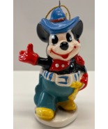 Vintage Mickey Cowboy Mouse Porcelain Christmas 3 in Ornament - $25.76 CAD