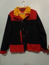 Vintage Tommy Hilfiger Logo Mens Size M Jacket Coat Hood Colorblock Lined RARE - £63.01 GBP