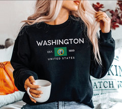 Washington Flag Sweatshirt, Washington WA Women Travel Souvenir, Unisex Trendy O - £35.55 GBP