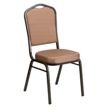 Elegant Gold Diamond Patterned Crown Back Stacking Chair with Steel Frame - $101.96