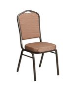 Elegant Gold Diamond Patterned Crown Back Stacking Chair with Steel Frame - $122.99