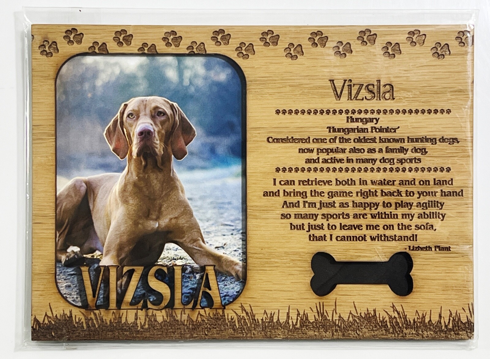 VIZSLA Dog Profile Laser Engraved Wood Picture Frame Magnet - $9.90