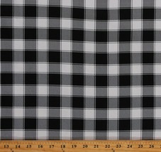 Cotton Buffalo Check Black &amp; White Plaid Squares Fabric Print by Yard D509.37 - £10.40 GBP