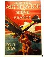 &quot;Join the Air Service/Serve in France&quot;, WW1 Propaganda Poster, Good Cond... - $372.90 MXN
