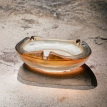 VTG Carnival Glass Ashtray Jeanette 4.25&quot; Wavy Amberina Marigold MCM Iridescent - £8.65 GBP