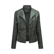  Spring And Autumn Women&#39;s Leather Coat Women&#39;s Short Jacket Slim-Fit Thin Leath - £41.66 GBP