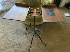 Antique Oak Wood &amp; Cast Iron Noyes Book Bible Dictionary Stand - £475.02 GBP