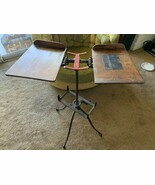 Antique Oak Wood &amp; Cast Iron Noyes Book Bible Dictionary Stand - $837.82 CAD