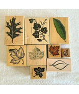 Lot of Wooden Rubber Stamps Featured Autumn Leaves - Maple, English Ivy ... - $285.37 MXN
