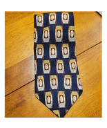 Bill Blass Black Label Silk Tie- Navy Blue, Burgundy, Yellow design - $11.88