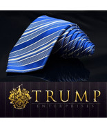DONALD TRUMP President Signature Collection Silk Necktie STRIPED Blue/Wh... - $101.20